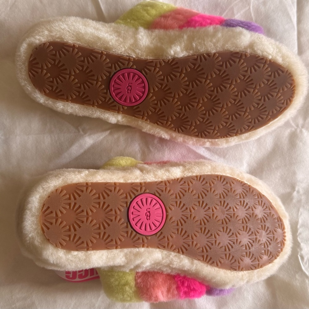 UGG Fluff Yeah Slides NWOT - Shearling Fluff Slides in Yellow Pink Purple - Picture 5 of 5